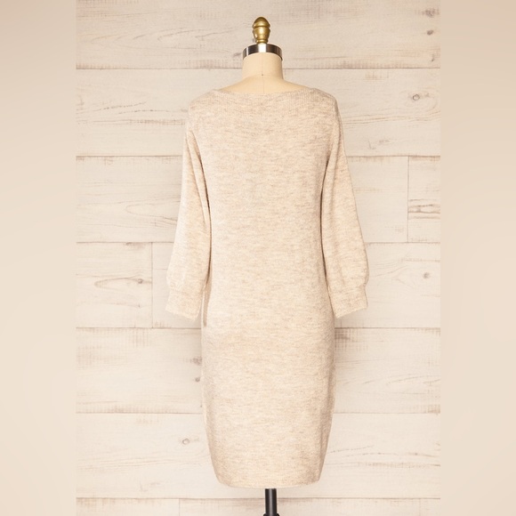 3/4 Sleeve puffy sleeve sweater dress - Picture 2 of 2